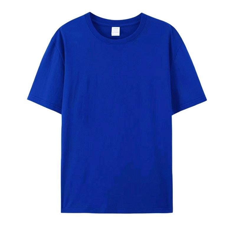 Custom Logo Summer Cotton T-shirt, Loose Round Neck, Short Sleeve, Class Uniform, 190g Ribbed Collar