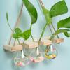Retro Glass Wall-Mounted Hydroponic Vase with Light - Simple Decorative Ornament for Bedroom & Living Room