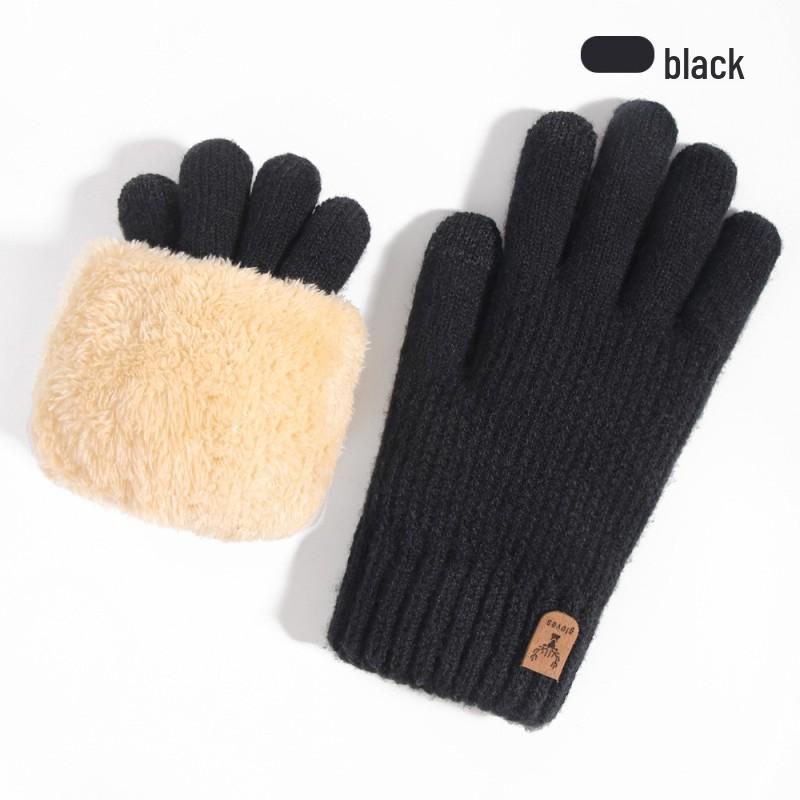 Women's Winter Knitted Gloves, Double-Layer Velvet, Thickened, Cold-Proof, Warm, Touchscreen, Perfect for Outdoor Cycling.