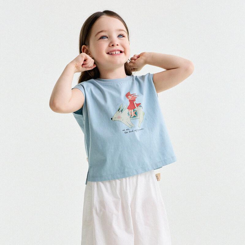 Yun er Ma Girls  Illustrator Collaboration Cartoon Cotton Tee 120