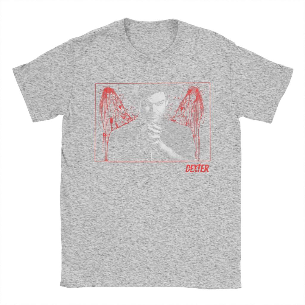 Dexter Blood Splatter Wings TV Show T-Shirt Summer Popular T-Shirts Men Cotton O-Neck Plus Size 5XL Tees Short Sleeve Y2K Tops