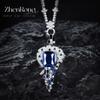 Royal Blue Sapphire Panther Necklace Set Emerald Pendant Blue Diamond Earrings Green Diamond Ring Women Jewelry