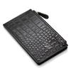 [Revetta] Crocodile Fragment Case Slim Wallet, Black Leather, Coin Purse, Bill and Card Case, Men's, Genuine Leather [212crw]