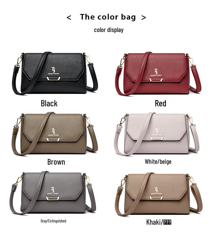 2025 Fashion Soft Leather Crossbody Handbag - Light Luxury Casual Square Bag for Moms