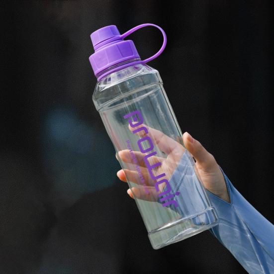 1000ml Sports Water Bottle with Handle Large Capacity Leak-proof Shaker Cup Portable Drinkware Transparent Outdoor Running Cycling Travel