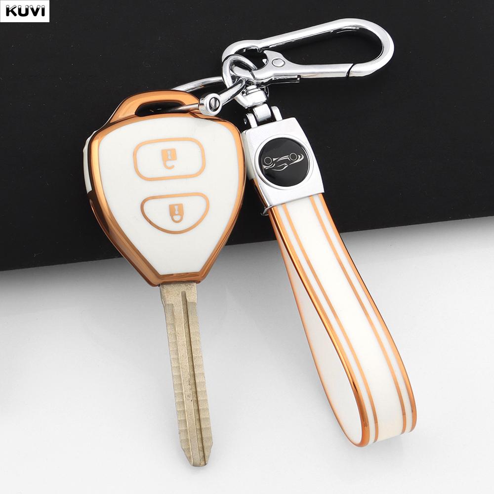 2 3 Buttons Golden Tpu Car Key Case Cover Shell For Toyota Corolla Hilux Vitz Rav4 Aqua Camry Land Cruis Fob Keychain Holder