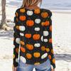 Women's Casual Long Sleeve Pullover Sweatshirt Halloween Pumpkin Print Round Neck Top Lightweight Comfortable Fit