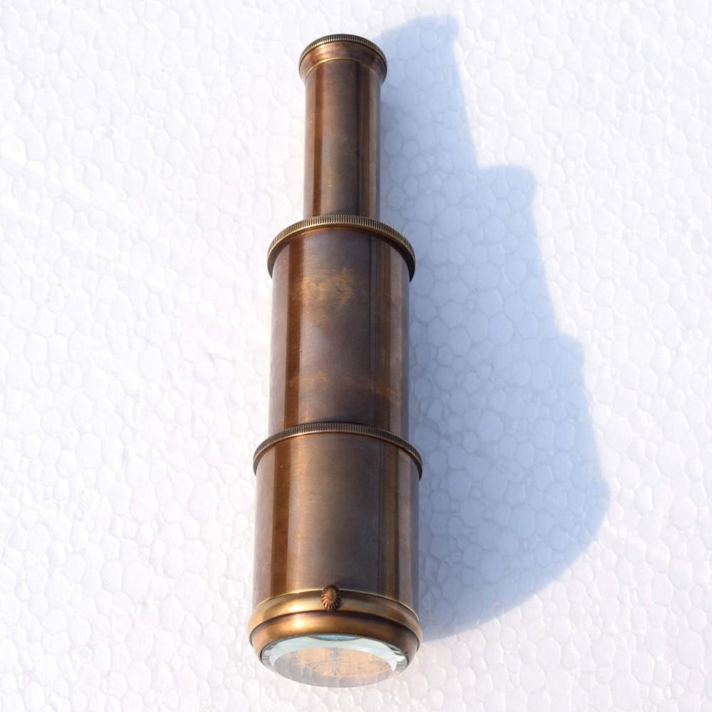 Brass Telescope Style Table clock Handmade Table Clock Brown Antique 15 cm