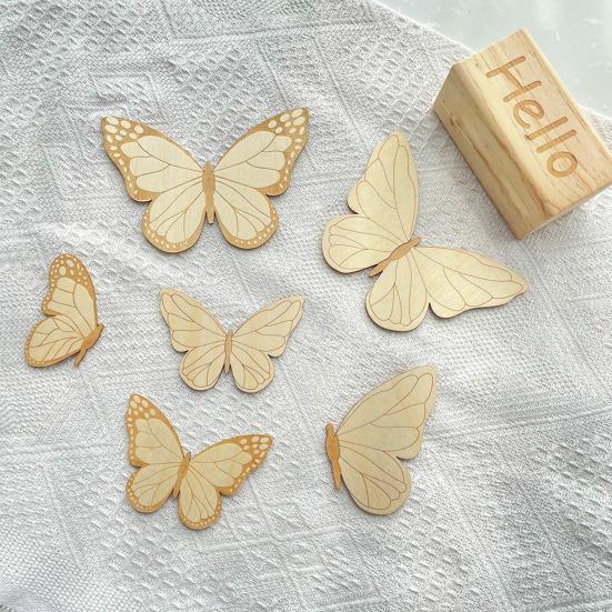 Tre Sommerfugl Veggdekorasjon Gårdsstil Rustikk 3D Sommerfugl Veggkunst Skulptur Hjem Stue Barnerom Vegg Dekorativt Skilt