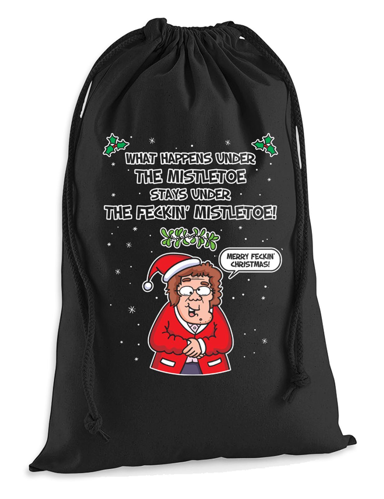 Mrs Browns Boys Mistletoe Christmas Gifts Stocking Drawstring Santa Sack M