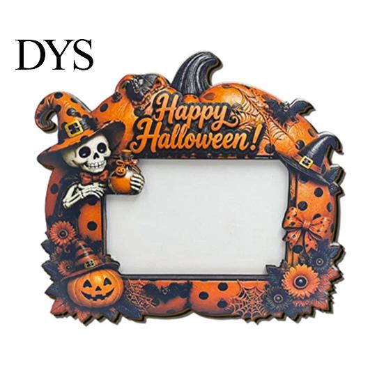 Decorative Mantle Piece Halloween Photo Frame, Wooden Desktop Picture Holder for Spooky Party Decoration Festive Ornaments And Home Decor, Vintage
