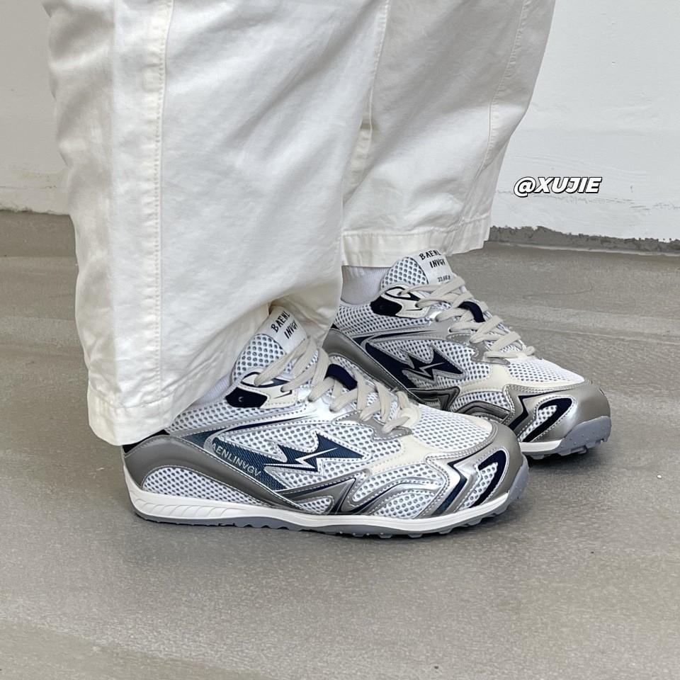 Retro Mesh Casual Sports Dad Shoes Women's Versatile Fashion Silver Laser Couple Casual Sports