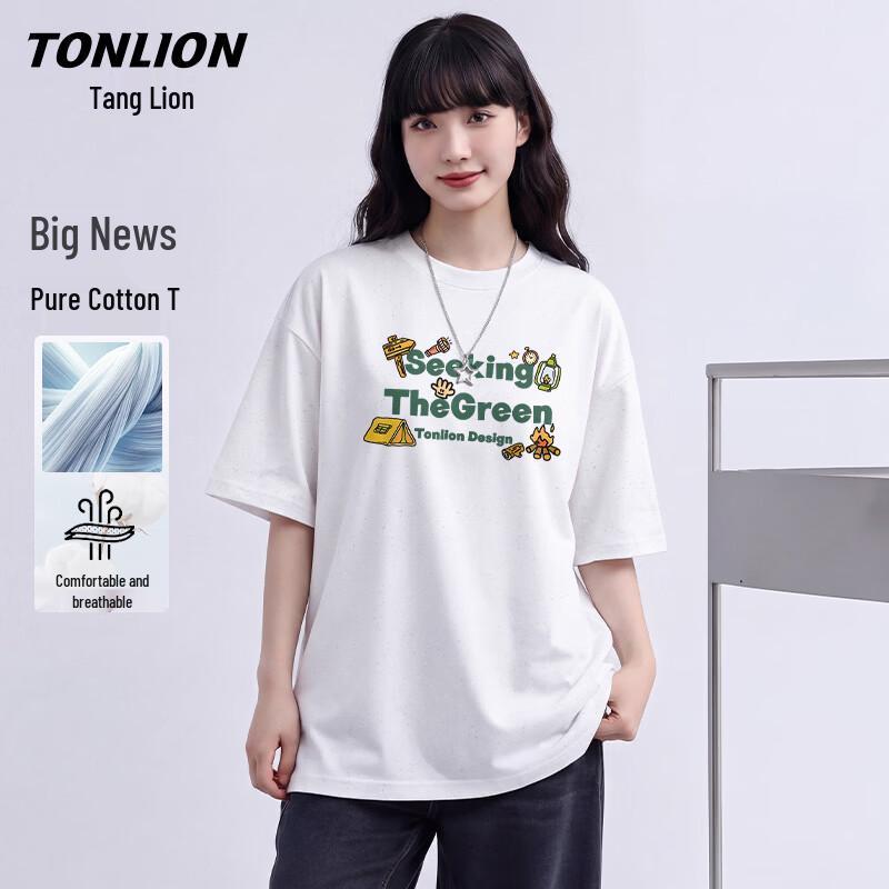 TonLion Summer Unisex Pure Cotton Short Sleeve T-shirt XL