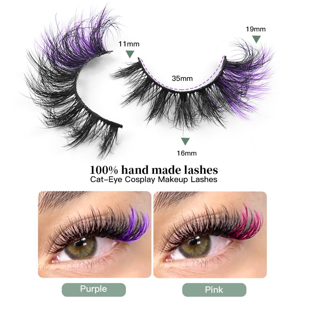 Imitation Fried Mink Hair False Eyelashes 10 Pairs Of Colored Eyelashes Curled Thick Eyelashes
