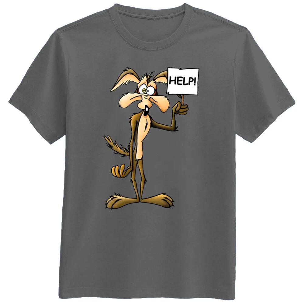 

Help Wiley Coyote Fox Dog Cartoon Mascot Vector Retro Funny T Shirt Tee Gift New S