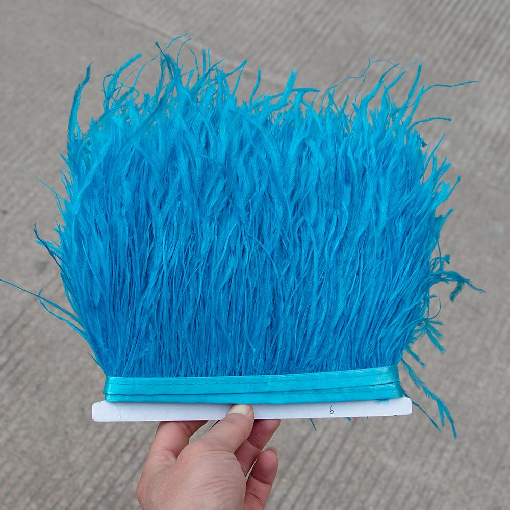 8-10Cm Ostrich Feather Trims For Skirt Natural Ostrich Feathers On Tape Ribbon Decoration For Dresses Carnival Accessories