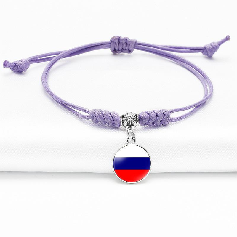 Purple Stylish Unisex Charm Bracelet With European Country Flags Length Adjustable