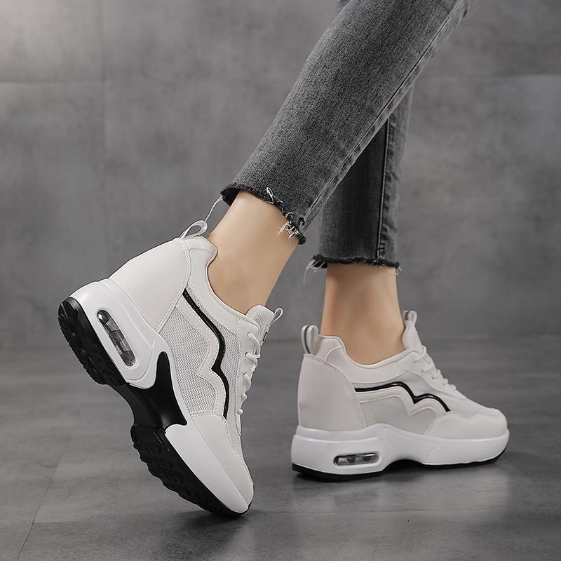 Women’s Platform Sneakers Casual Black White Height Increase Girls Sneakers Plus Size Women’s Elevator Sport Shoes