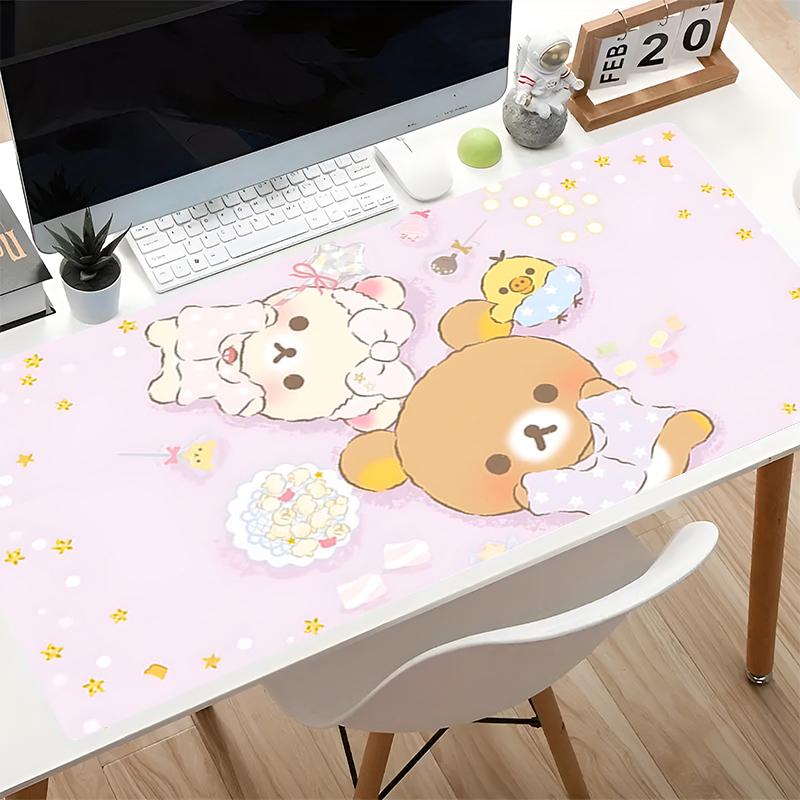 Cartoon Mouse Pad Kawaii Little Bear Desk Mat Notebook Large Keyboard Desk K-korilakkuma R-rilakkuma Mousepad Gaming Desk Decor