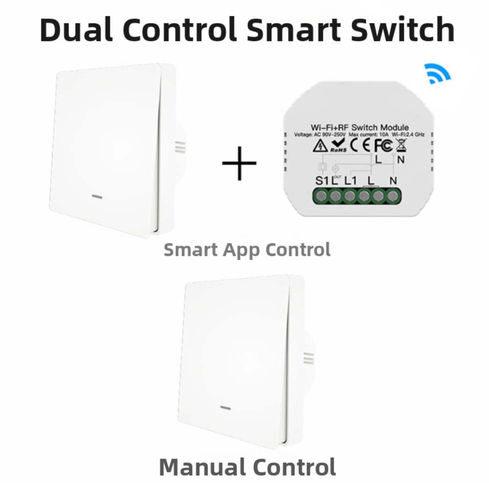 For tuya Compatible Smart WiFi Light Switch Module with Remote Control and Multi Way Circuit Support for Home Automation