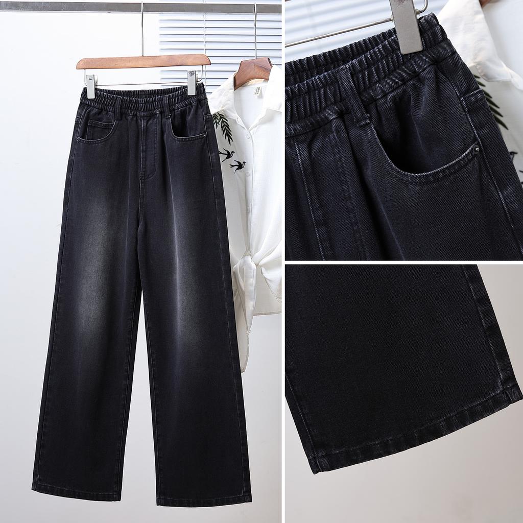 Dimanaf 2025 Nadměrná velikost Podzimní Dámské Džínové Kalhoty Denim Dámské Elastické Základní Černé S Vysokým Pasem Nadměrné Velikosti Módní Nové Kalhoty 5XL
