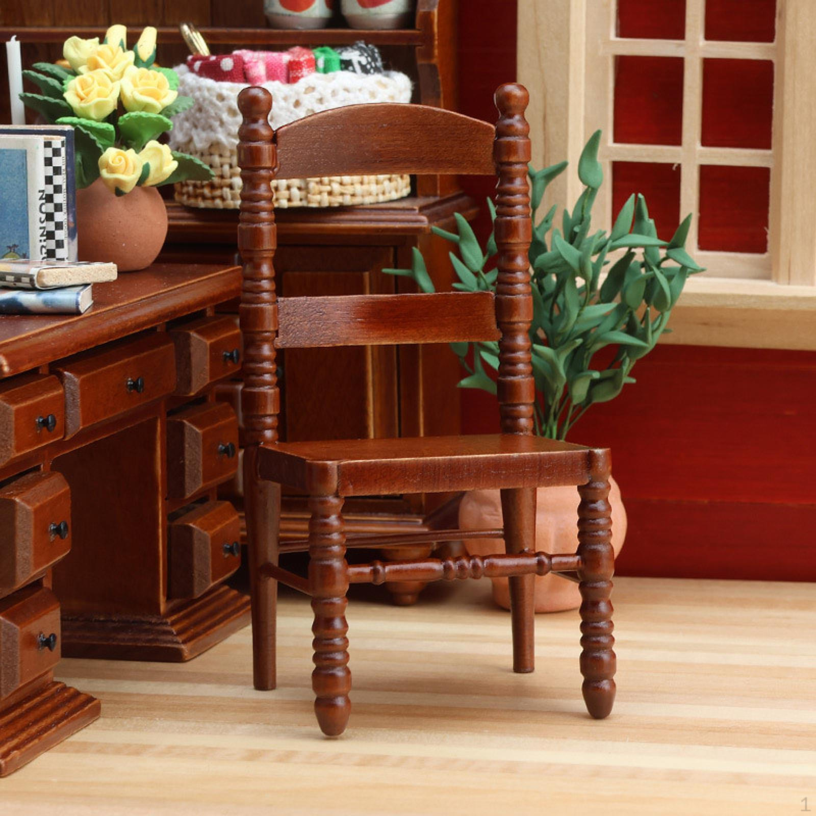 

1:Мебель миниатюрная масштаб 12 Кукольный домик Стул Ручная работа Домашний декор Крошечная модель для