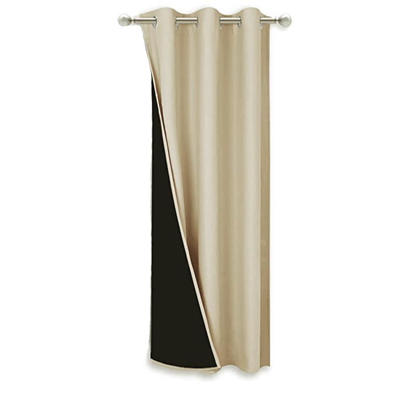 100% Blackout Window Curtain Panel for Bedroom Livingroom Heat and Full Light Blocking Drapes with Black Liner for Nursery hotel