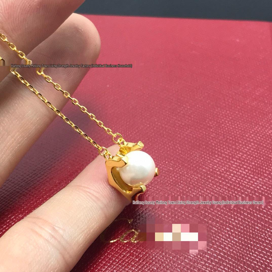 

Kajia Gold Bull Horn Pearl Necklace - Special Edition Clavicle Chain with Light Luxury Personality Pendant золотий