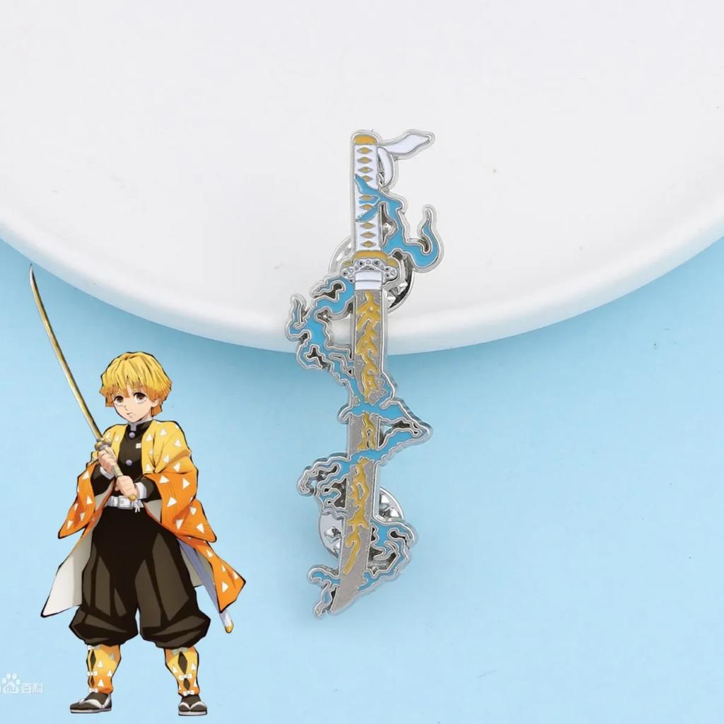 Metal Demon Slayer Pins Kimetsu No Yaiba Katana Badge Shinobu Brooches Tanjirou Sword Enamel Backpack Pin Anime Accessories Gift