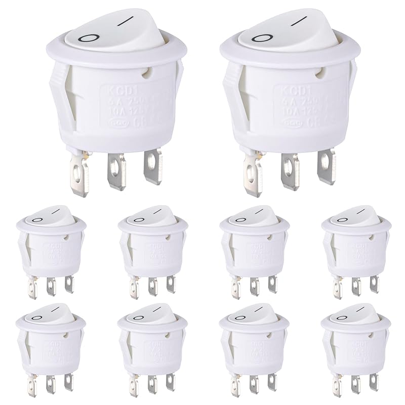 Round Rocker Switch Red Light Illuminated On Off 3 Pin 2 Position Mini Rocker Switch 125V 10A 250V 6A KCD1 Small Circle Toggle Switches For RV Car