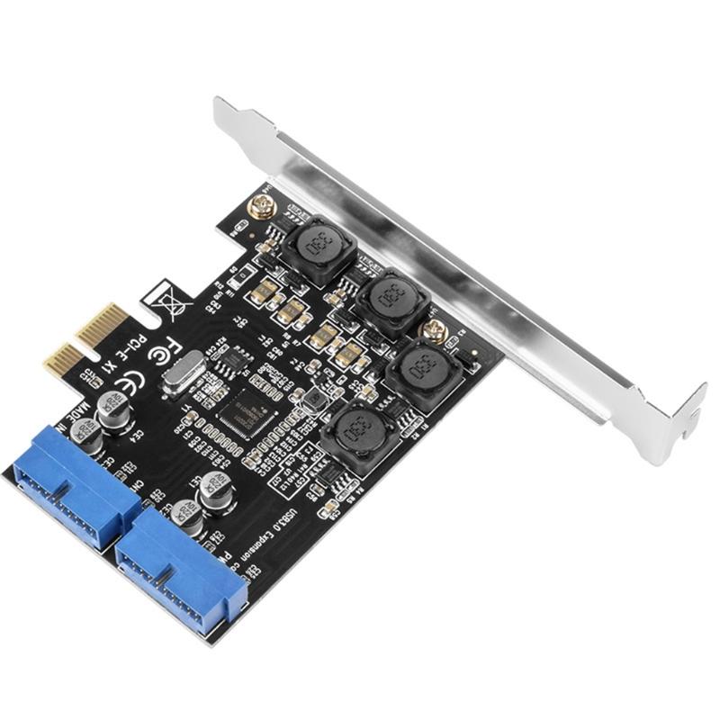 Portable PCI-e to 2Port 19Pin USB 3.0 Card Converter for Desktop Computers Computer Accessories
