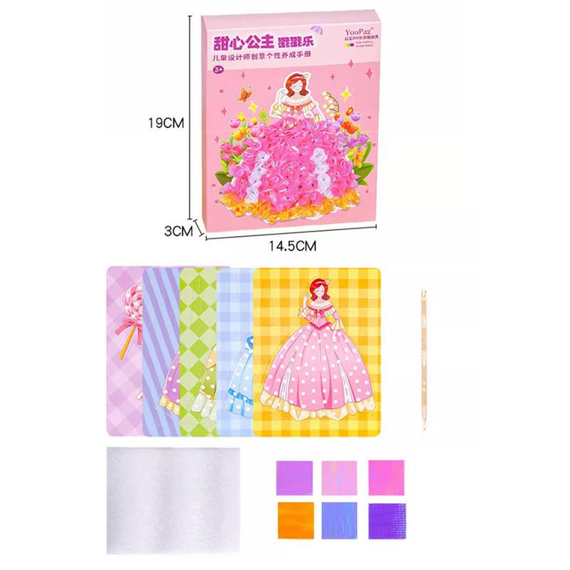Children'S Fabric Creative Puzzle Puncture Painting Poking Sticker Kids Birthday Gift For Girl Art Craze Poke Drawing Craft Toy