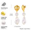 Irregular Shell Faux Pearl Earrings for Women Stainless Steel Textured Oval Imitation Pearl Earrings Charm Jewelry Gift