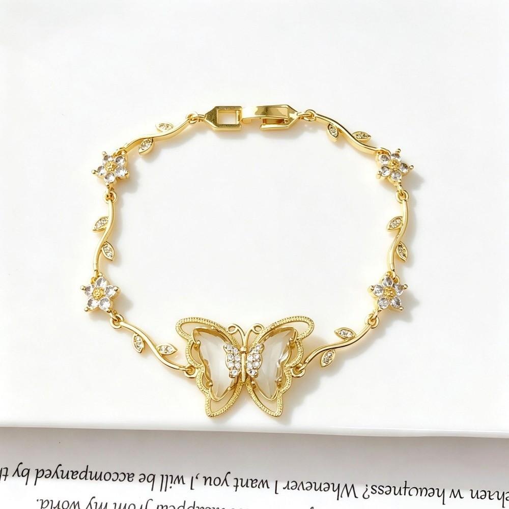 Multicolor Zircon Flower Bracelet Dreamy Aesthetic Flower Rhinestone Bracelet Women