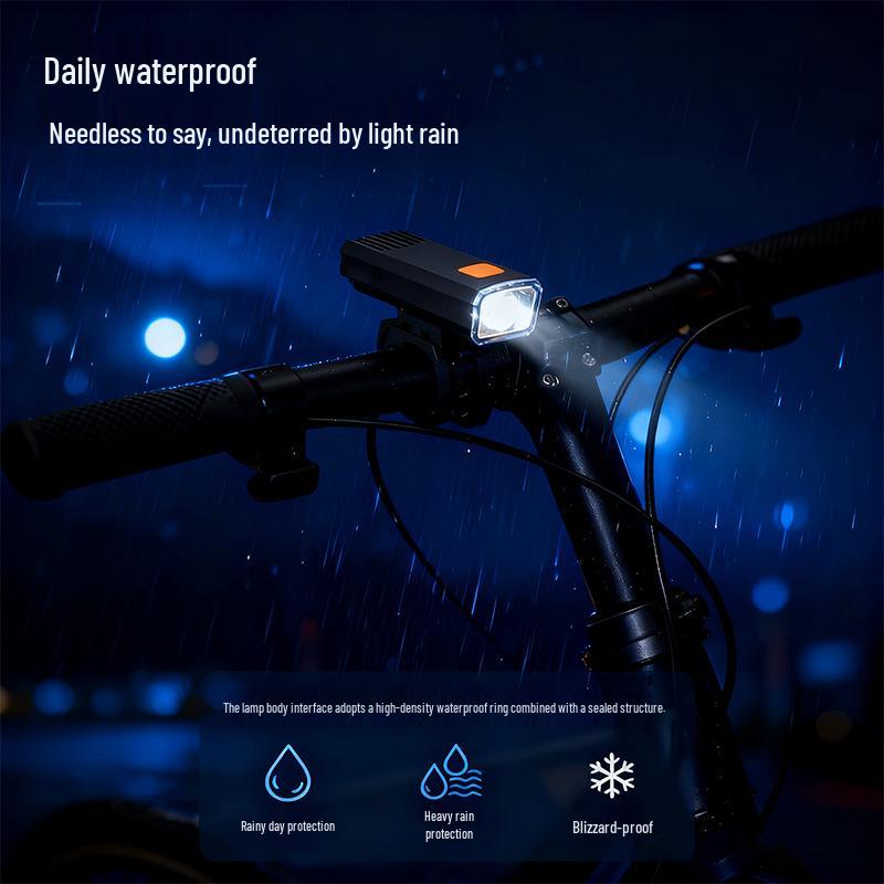 Rechargeable LED Mountain Bike Front Light, High Brightness, Rainproof for Night Cycling