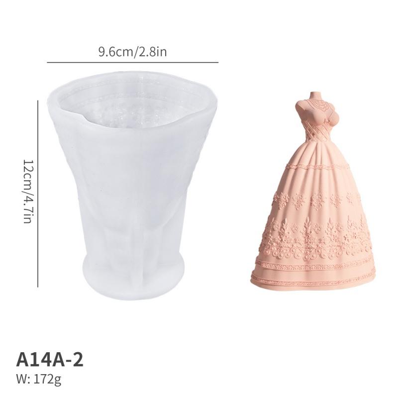 3D dlouhá sukně Svatba Svíčka Silikonová forma DIY Aromaterapie Sádra Ozdoba šatů Čokoládová forma na dort Svatební dárek Řemesla