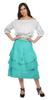 Moomaya Solid Cotton Skirts For Women Knee Length With Lace Belt Ruffle