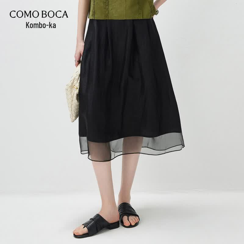 Women s Mulberry Silk Organza A-Line Midi Skirt 2XL