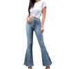 Pantalones vaqueros acampanados de cintura alta para mujer, ropa de calle elástica Vintage con cordones, pantalones vaqueros elásticos con parte inferior de campana