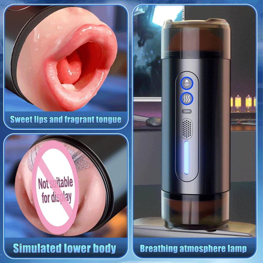 Automatischer Masturbator für Männer, Erotikspielzeug für Erwachsene, Pocket Pussy, Intelligenter sprachgesteuerter Stroker, Vaginale Penetration, Männlicher Sex