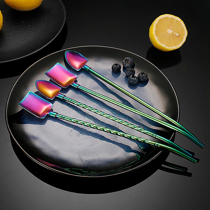 2In1Drinking Straws Spoon Creative Stainless Steel Reusable Drinking Straw