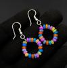 Natural Multi Color Ethiopian Opal Beads Earrings, Sterling Silver & Gold