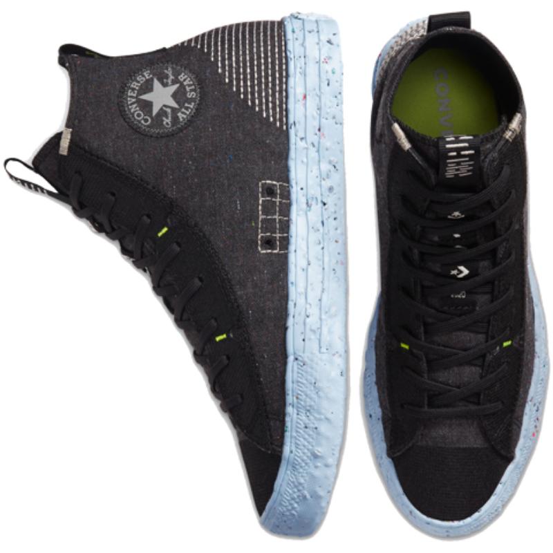 Converse Chuck Taylor All Star Chuck Crater Space Hippie Simple and Versatile High-Top Canvas Shoes Unisex Black