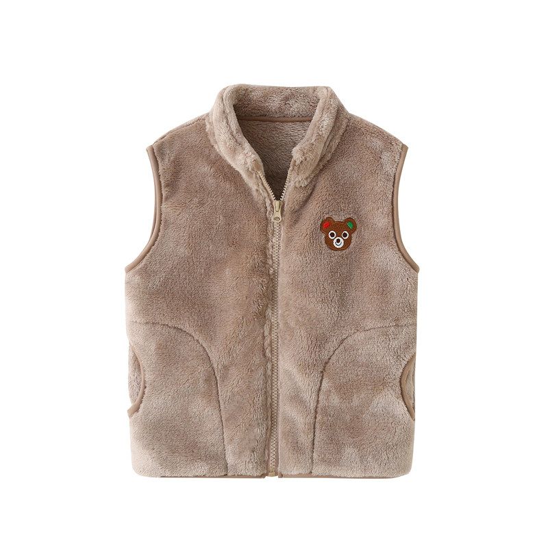 Children's Velvet Vest New Thick Waistcoat Outerwear Boys and Girls Flannel Vest Home Wear Zipper Coat