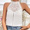 Neckholder Weste Damen Lässige Tops Einfarbige Spitze Dekoration Durchbrochene Spitze Stickerei