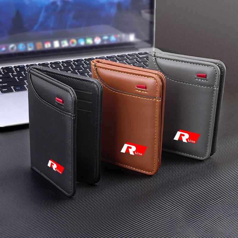 Weiches Leder Tragbare Geldbörse Führerschein Kreditkarten Tasche Portemonnaie Für VW Polo Golf GTI CC Tiguan Arteon Passat Jetta Touareg ID3 IF2