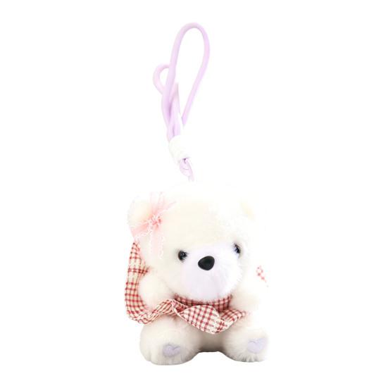 Cute Dress Up Bear Plush Keychain Small Stuffed Bear Pendant белый