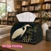 1pc, 2d Flat Printing, Tissue Box The White Crane Pattern On Bamboo Branches Printed Tissue Box, Suitable for Vacation Home Decoration, Kitchen, Livin