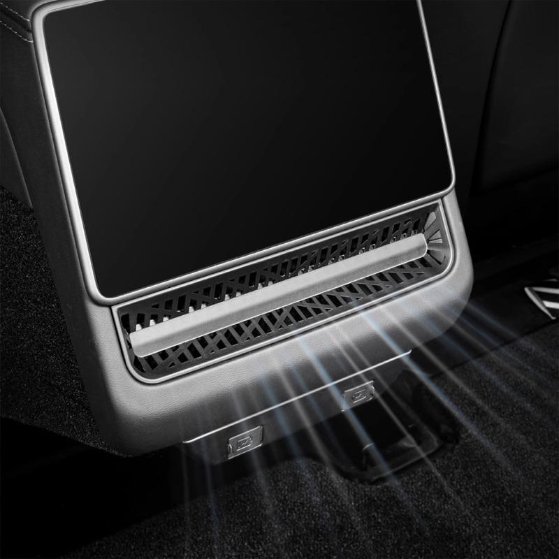 5PCS Car Rear Air Vent Grille Cover ABS Dust Proof Backseat Protector Car Interior Styling Mouldings for Tesla 3/Y Refresh Model