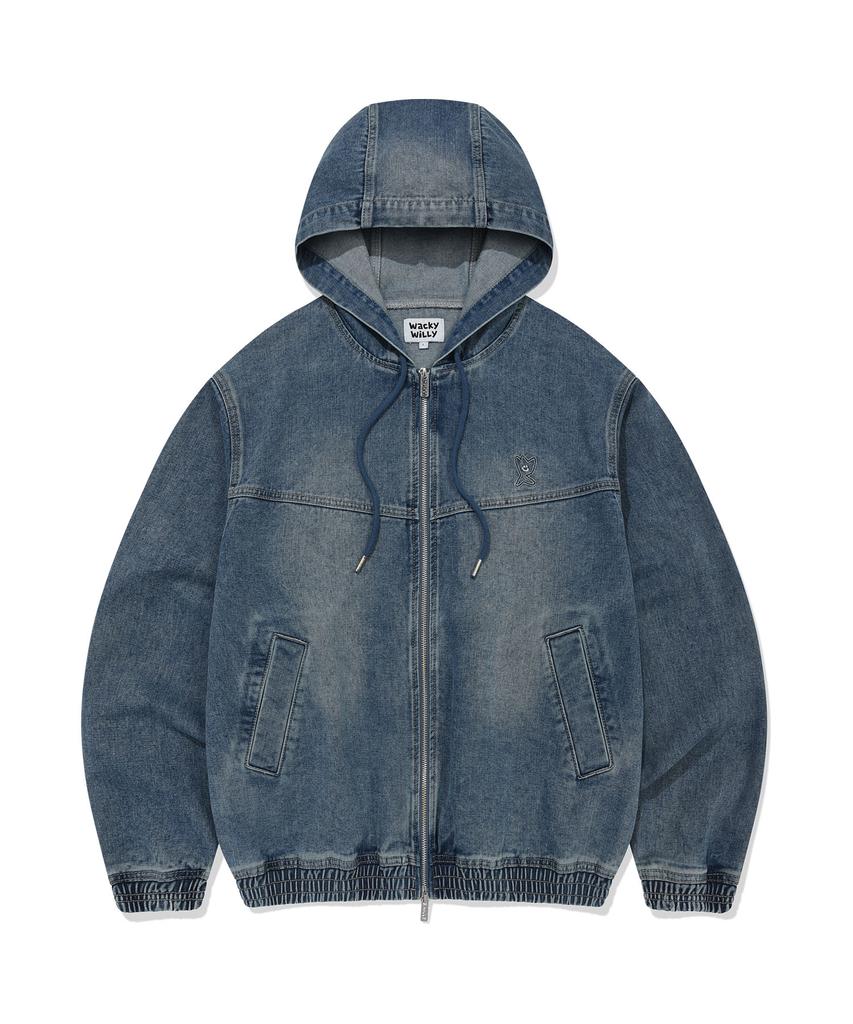 Wacky Willy Graphic Denim Hooded Jumper Blue